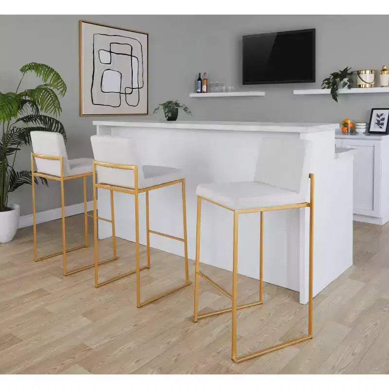 Set di 3 sgabelli da bar in metallo e poliestere 42 x 103 cm