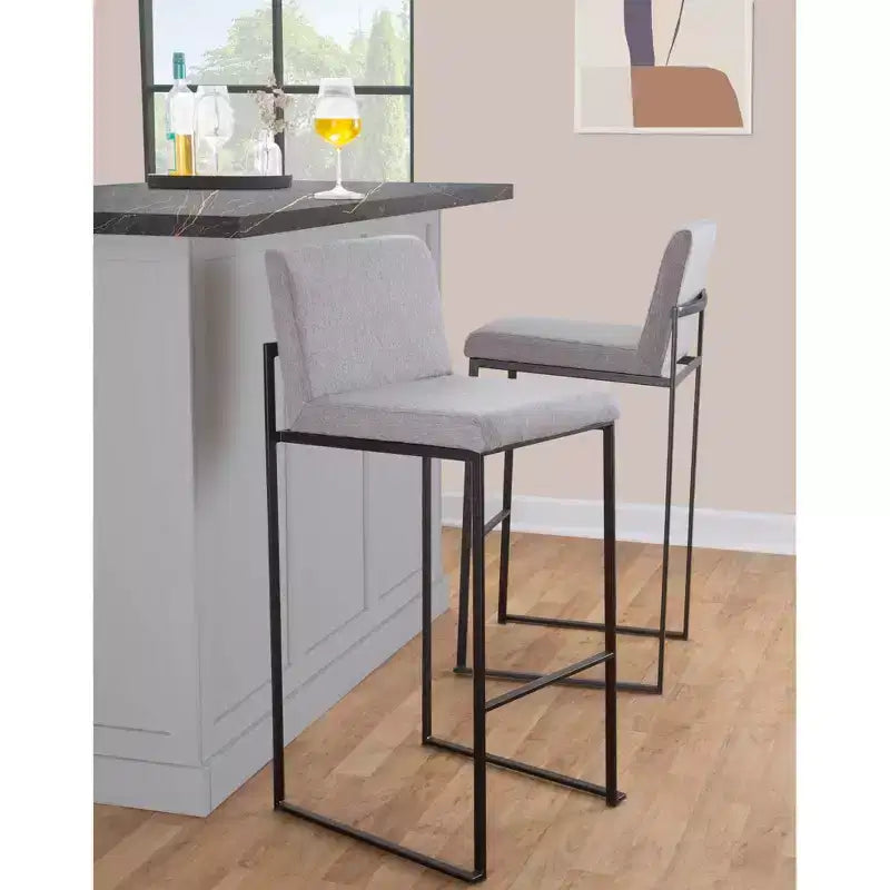 Set di 3 sgabelli da bar in metallo e poliestere 42 x 103 cm