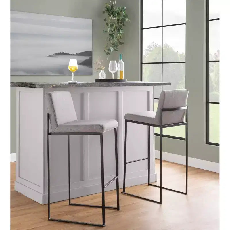 Set di 3 sgabelli da bar in metallo e poliestere 42 x 103 cm
