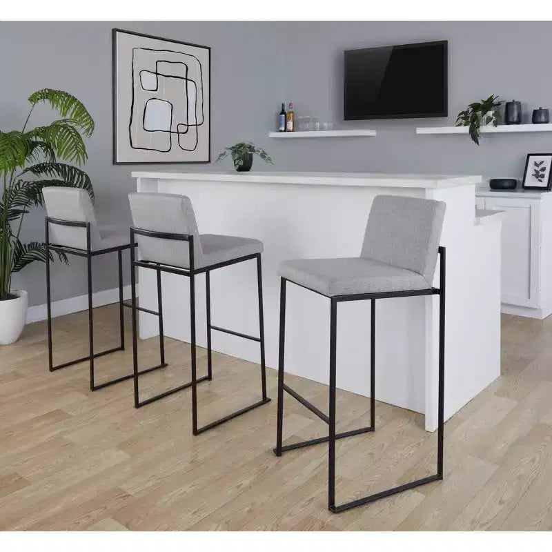 Set di 3 sgabelli da bar in metallo e poliestere 42 x 103 cm