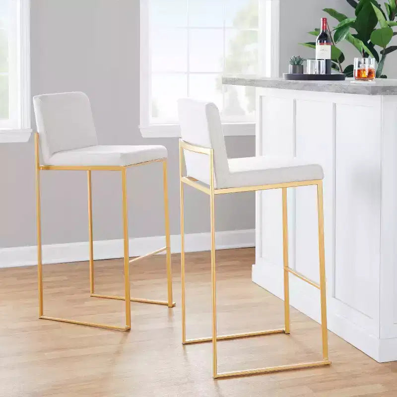 Set di 3 sgabelli da bar in metallo e poliestere 42 x 103 cm