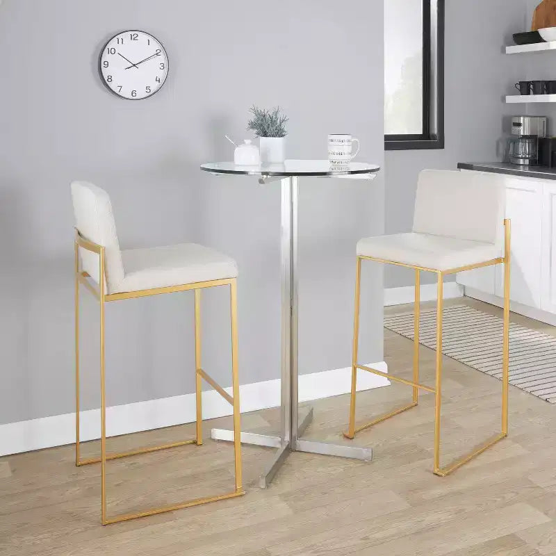 Set di 3 sgabelli da bar in metallo e poliestere 42 x 103 cm