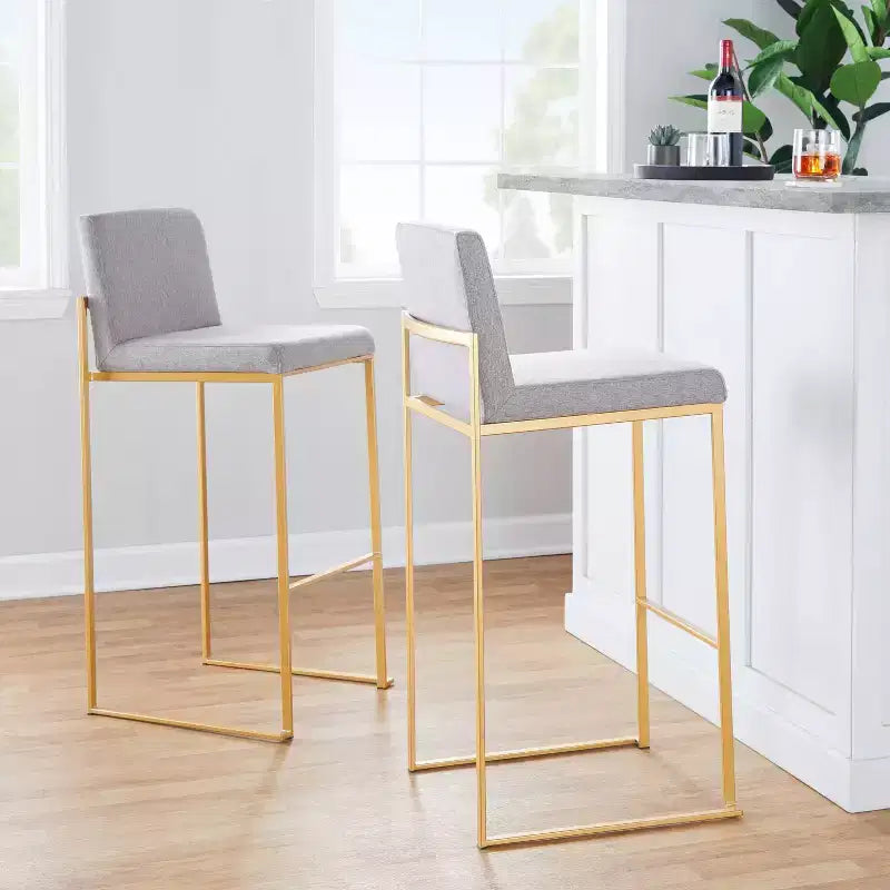 Set di 3 sgabelli da bar in metallo e poliestere 42 x 103 cm