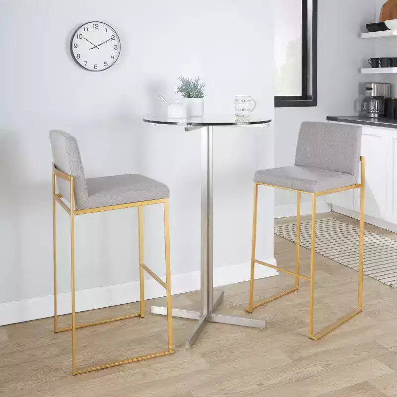 Set di 3 sgabelli da bar in metallo e poliestere 42 x 103 cm