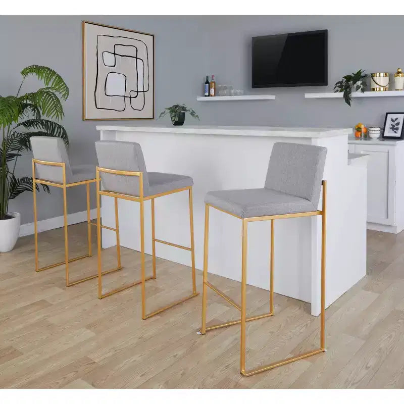 Set di 3 sgabelli da bar in metallo e poliestere 42 x 103 cm