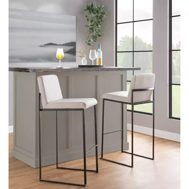 Set di 3 sgabelli da bar in metallo e poliestere 42 x 103 cm