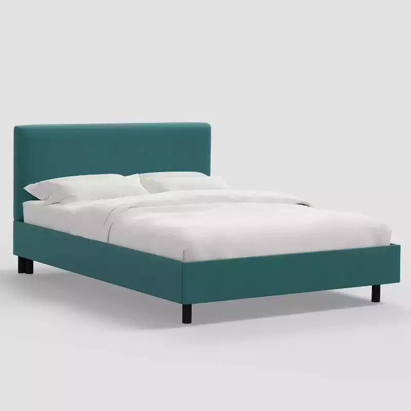 Letto imbottito con piattaforma, struttura in pino